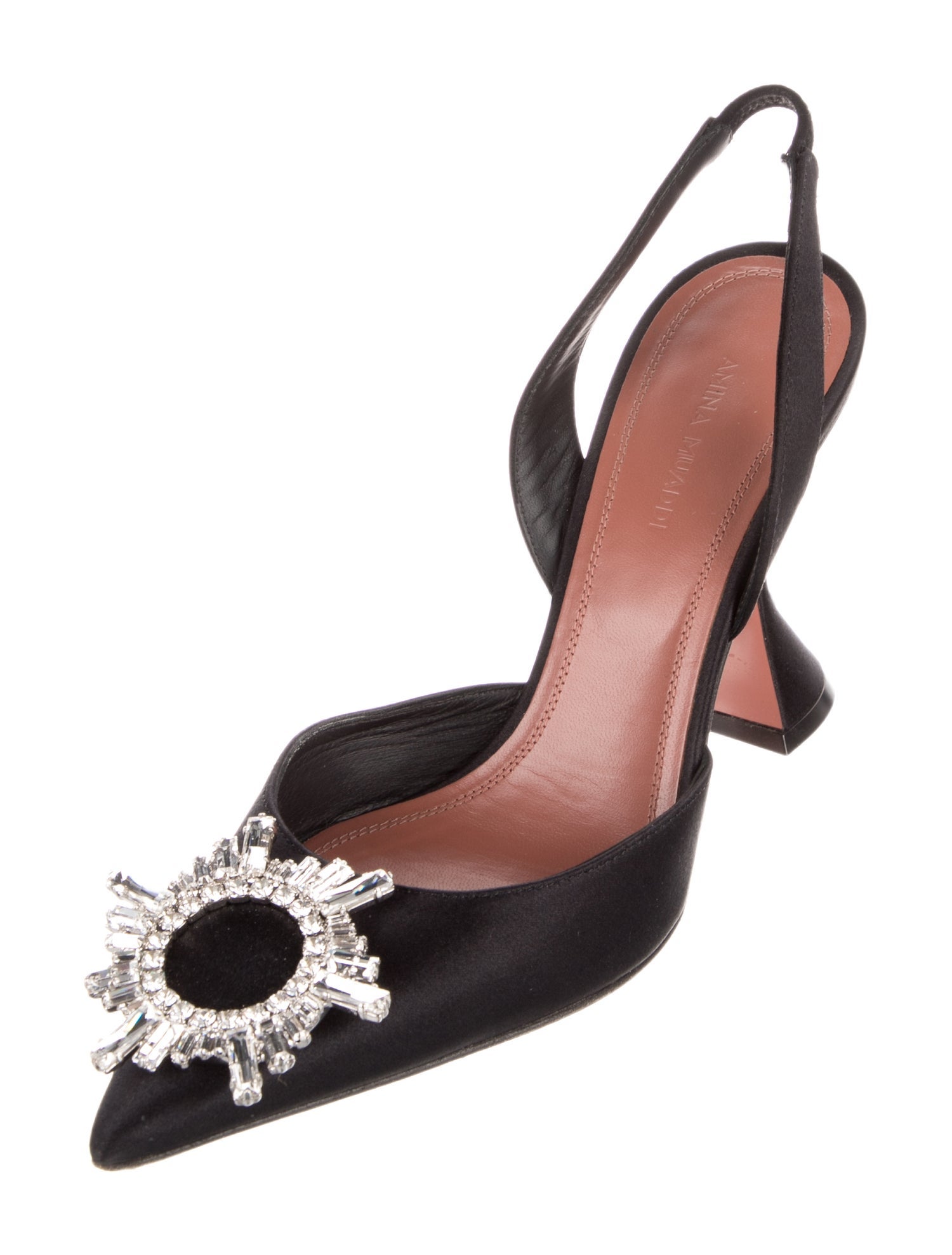 Amina Muaddi Begum Satin Slingback Pumps