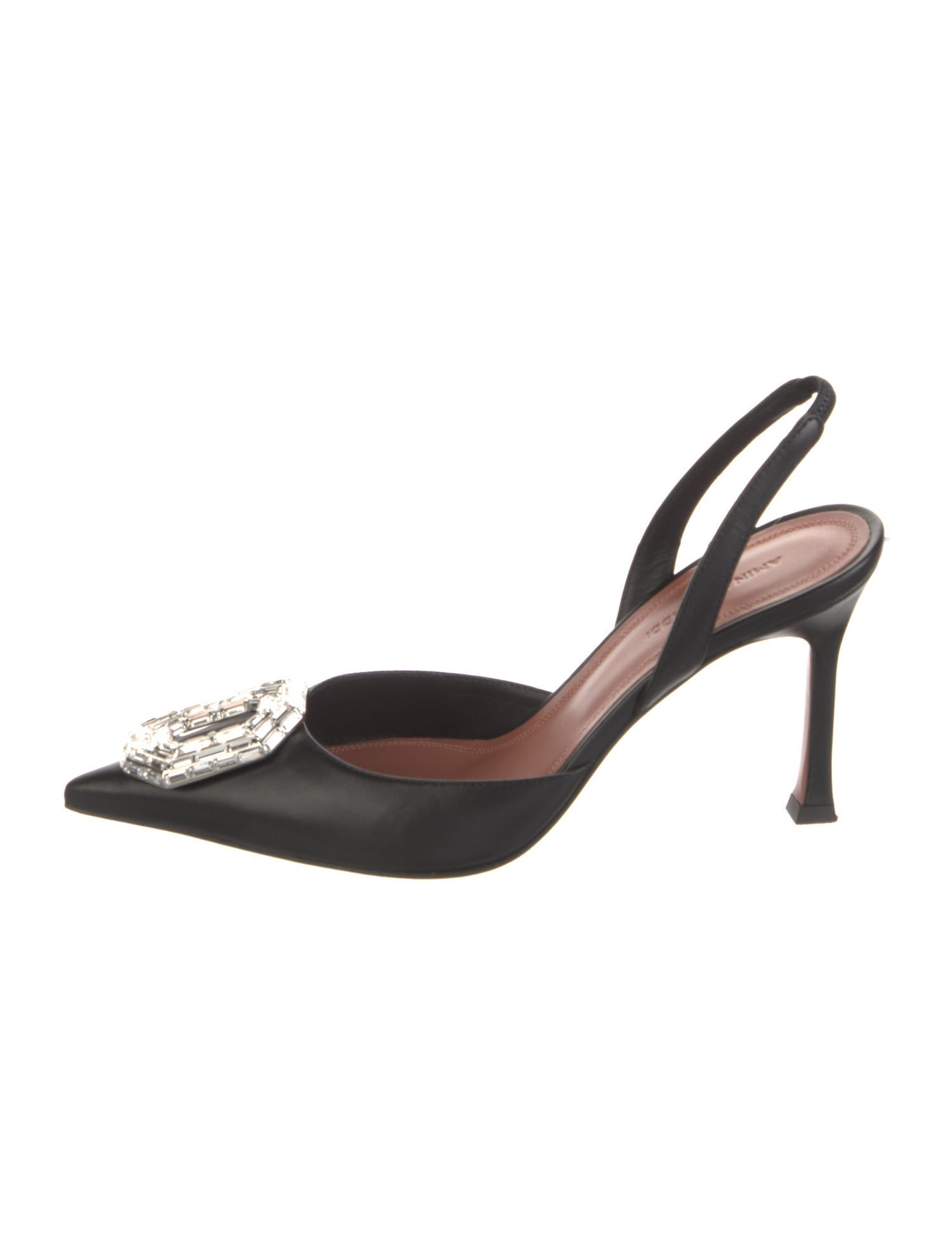Amina Muaddi Camelia Satin Slingback Pumps