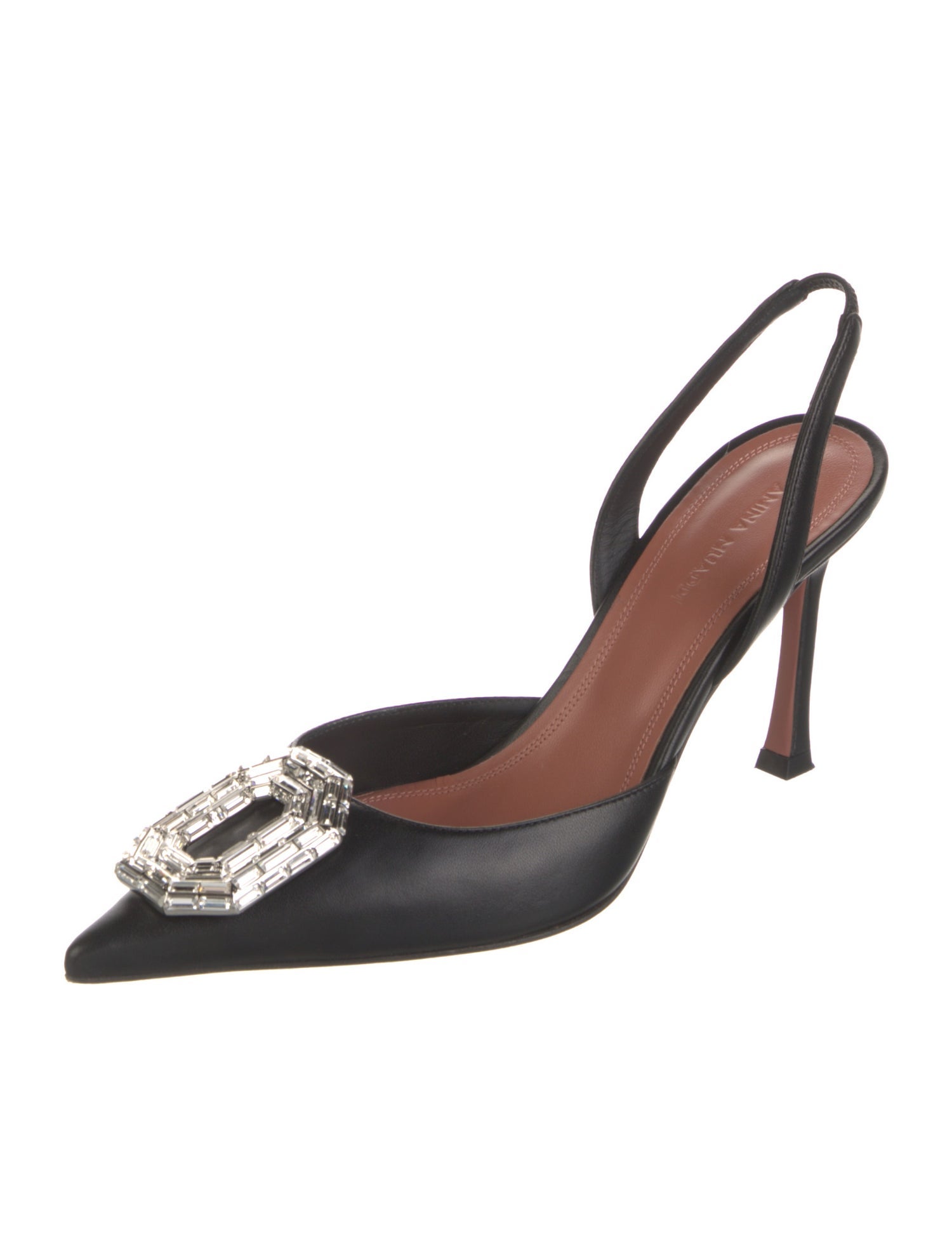 Amina Muaddi Camelia Satin Slingback Pumps