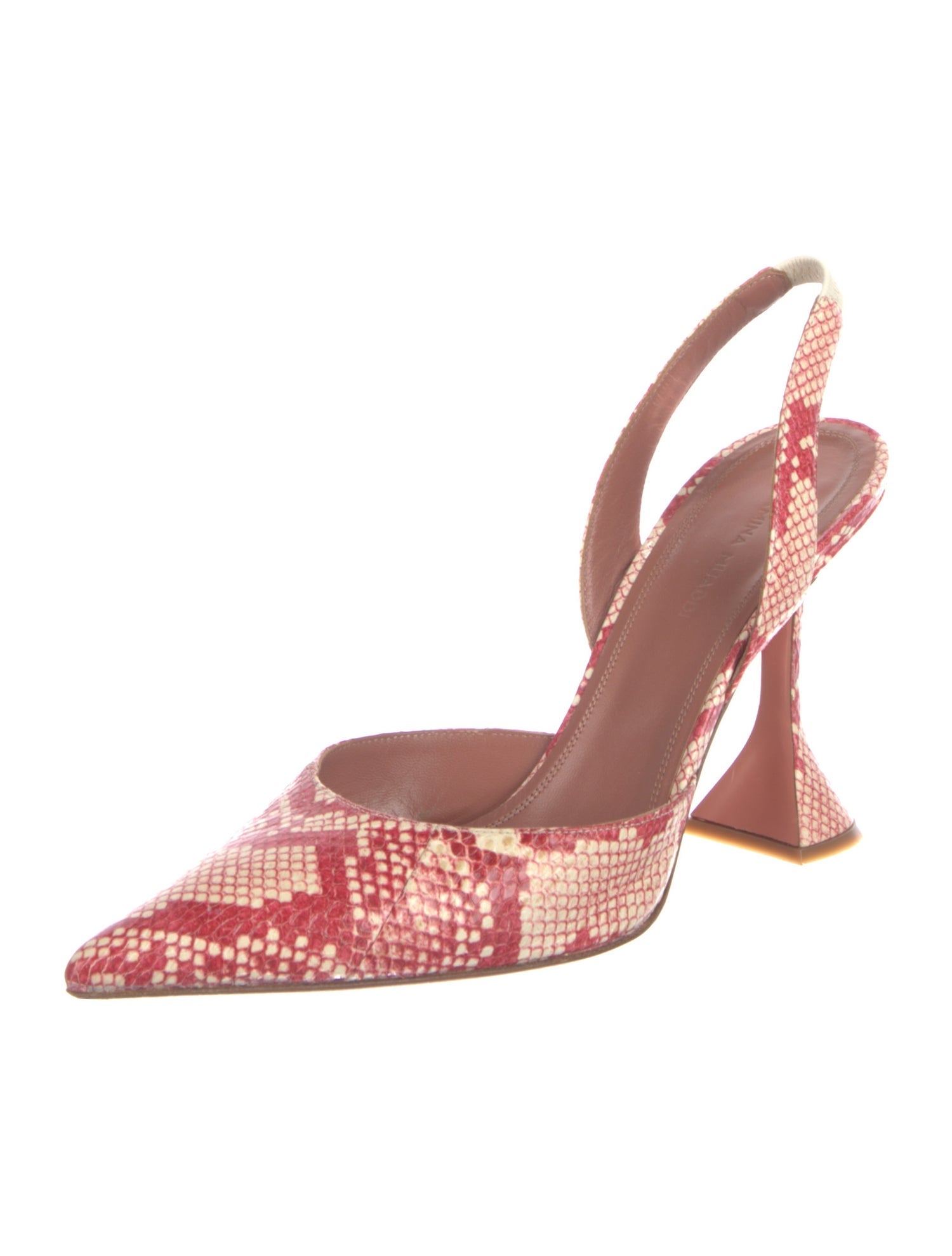 Amina Muaddi Holli Leather Slingback Pumps