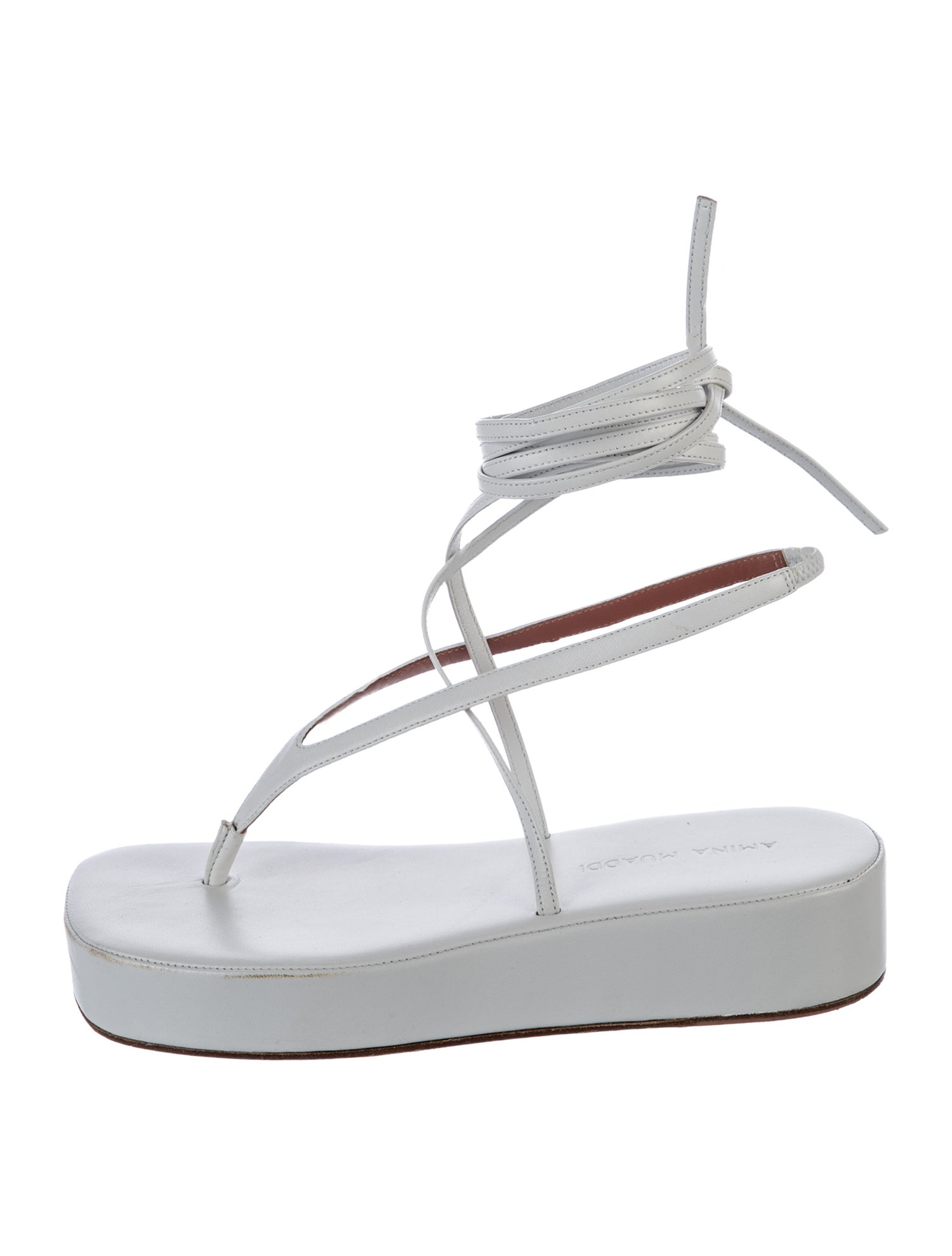 Amina Muaddi Jamie Platform Leather Gladiator Sandals