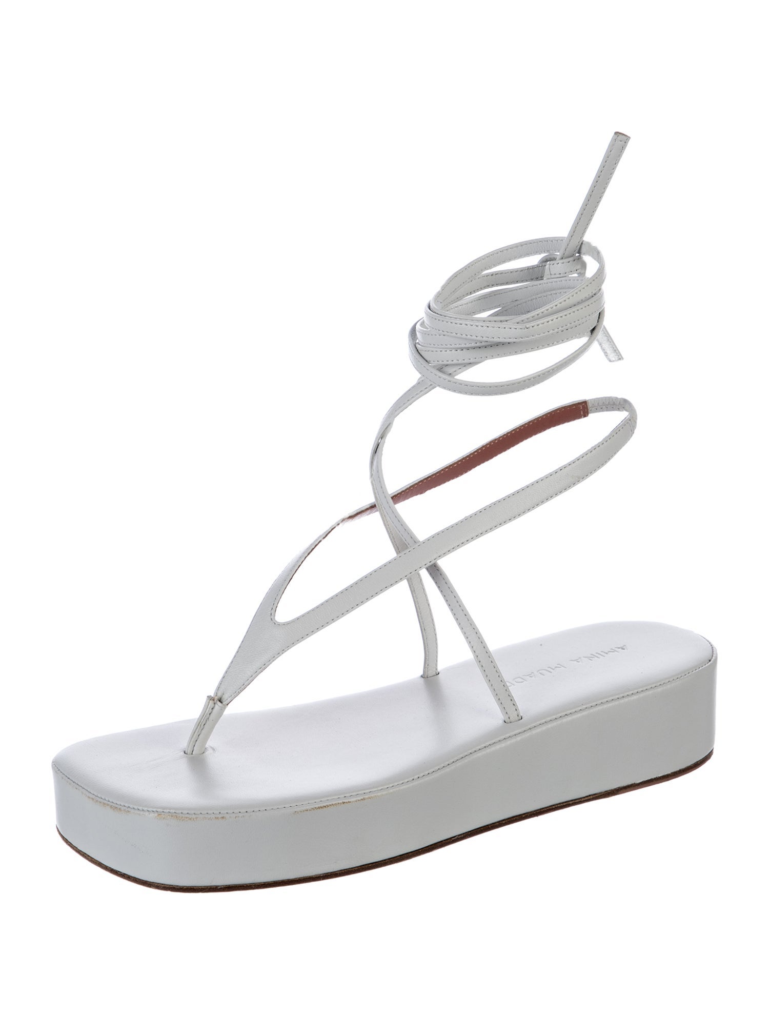 Amina Muaddi Jamie Platform Leather Gladiator Sandals