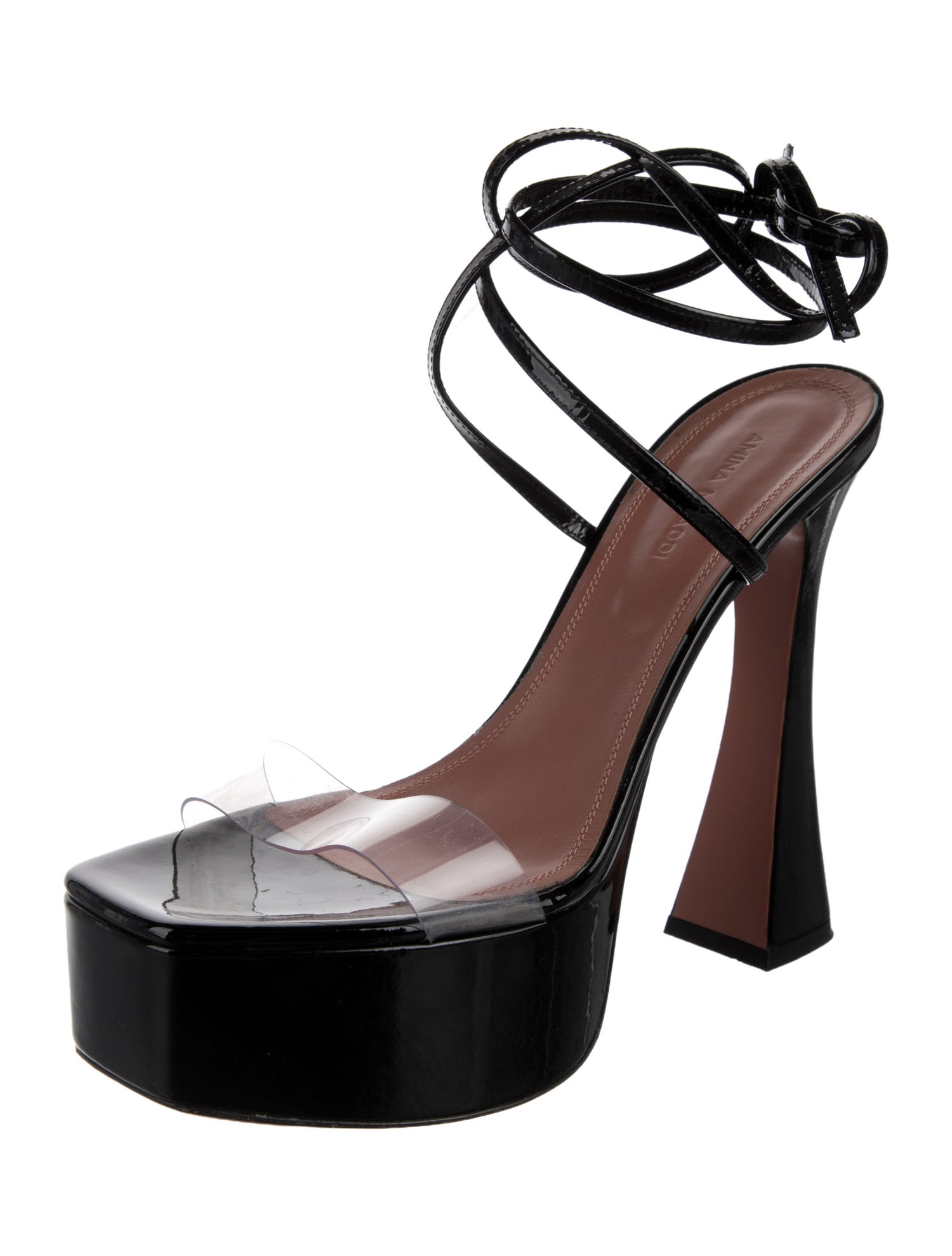 Amina Muaddi Sita Patent Leather Sandals