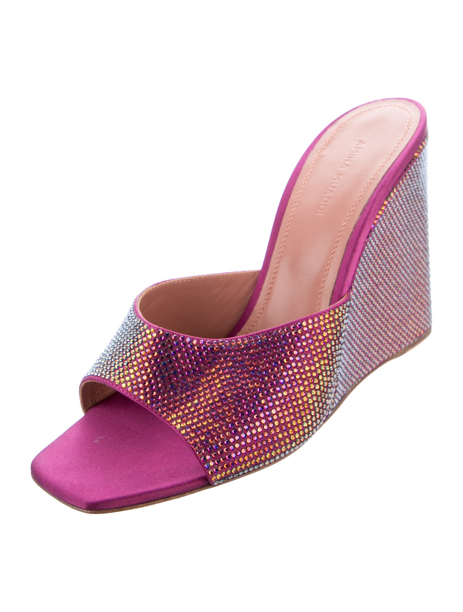 Amina Muaddi Lupita Satin Slides