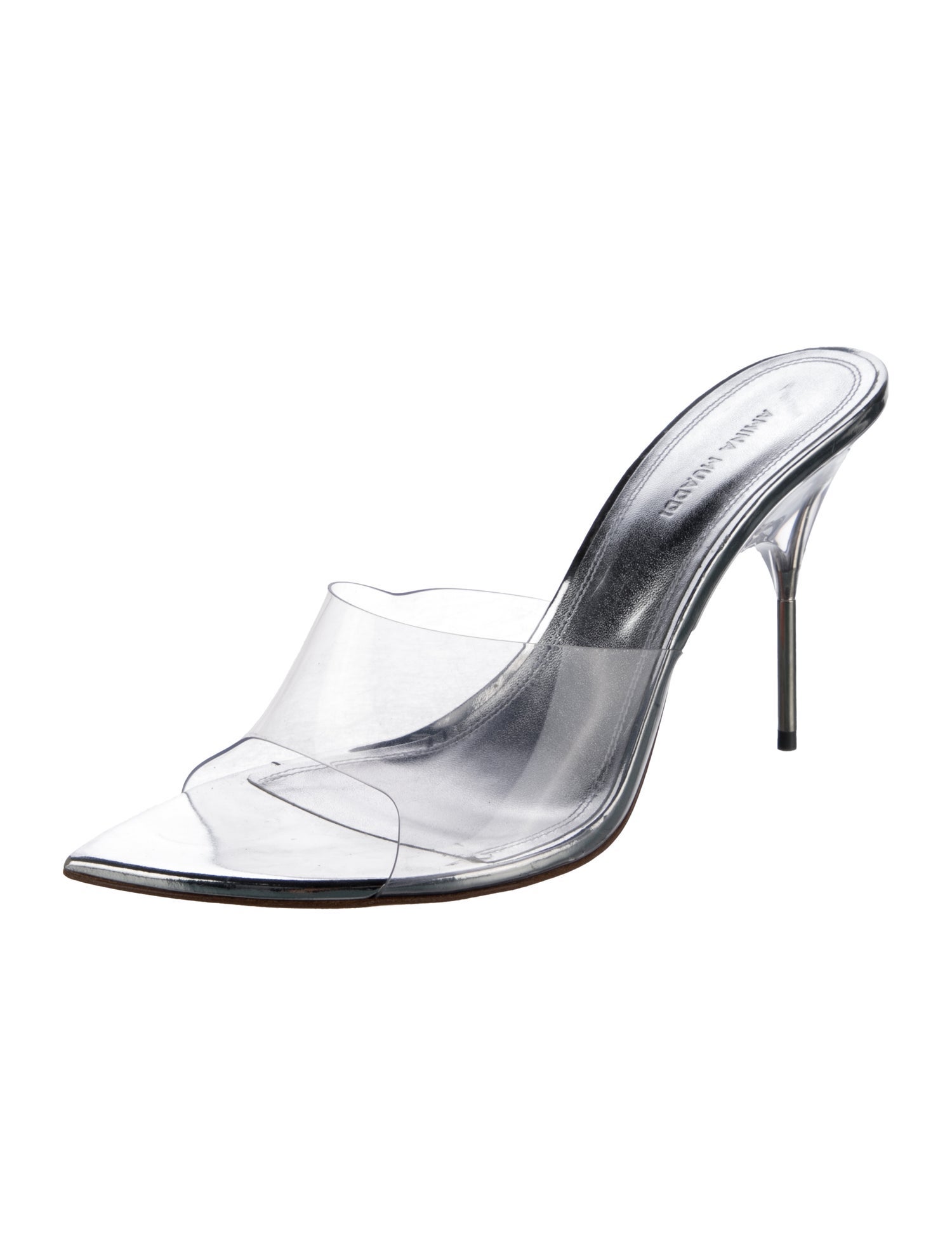 Amina Muaddi Bianca Glass Slipper 95 PVC Slides