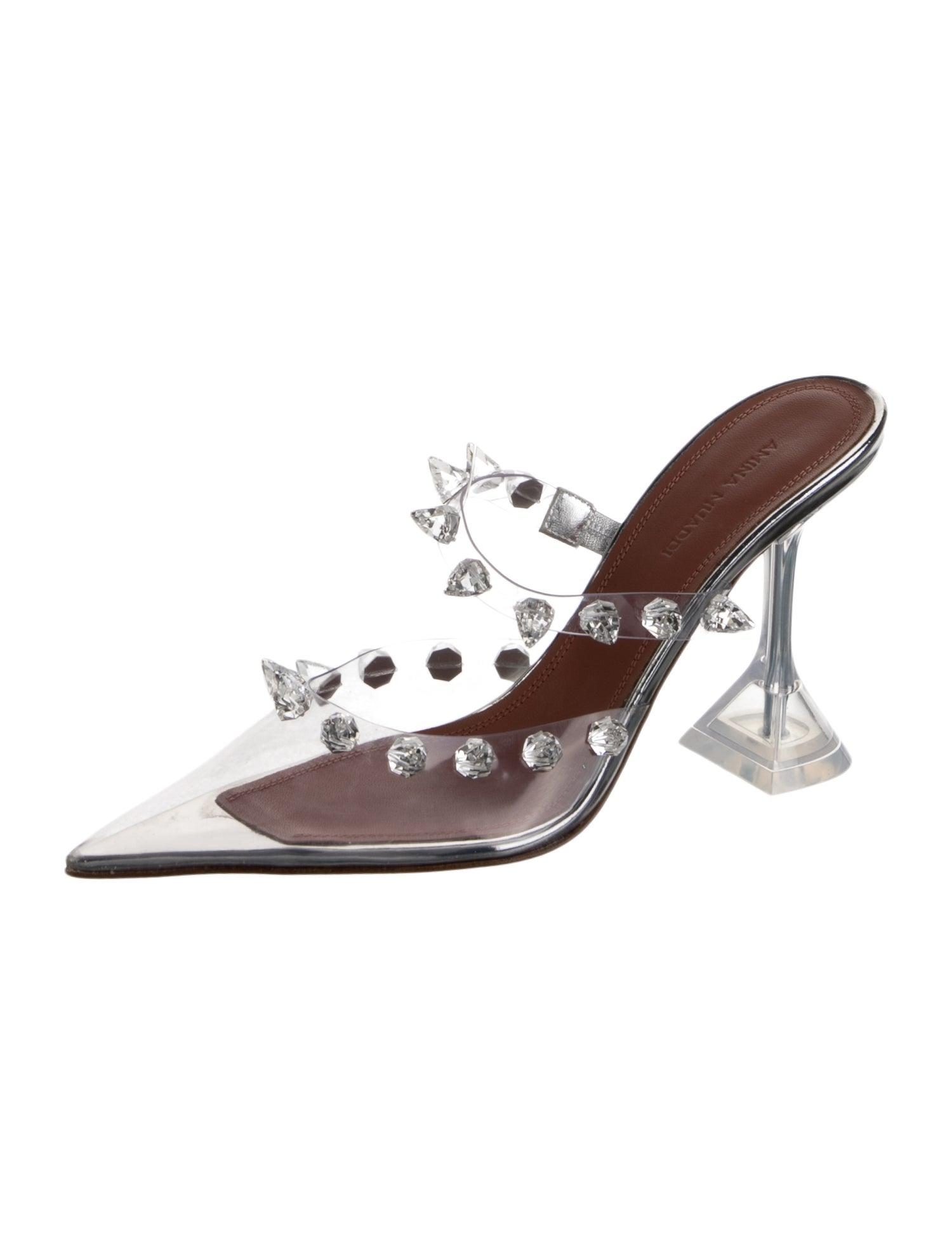 Amina Muaddi PVC Crystal Embellishments Mules
