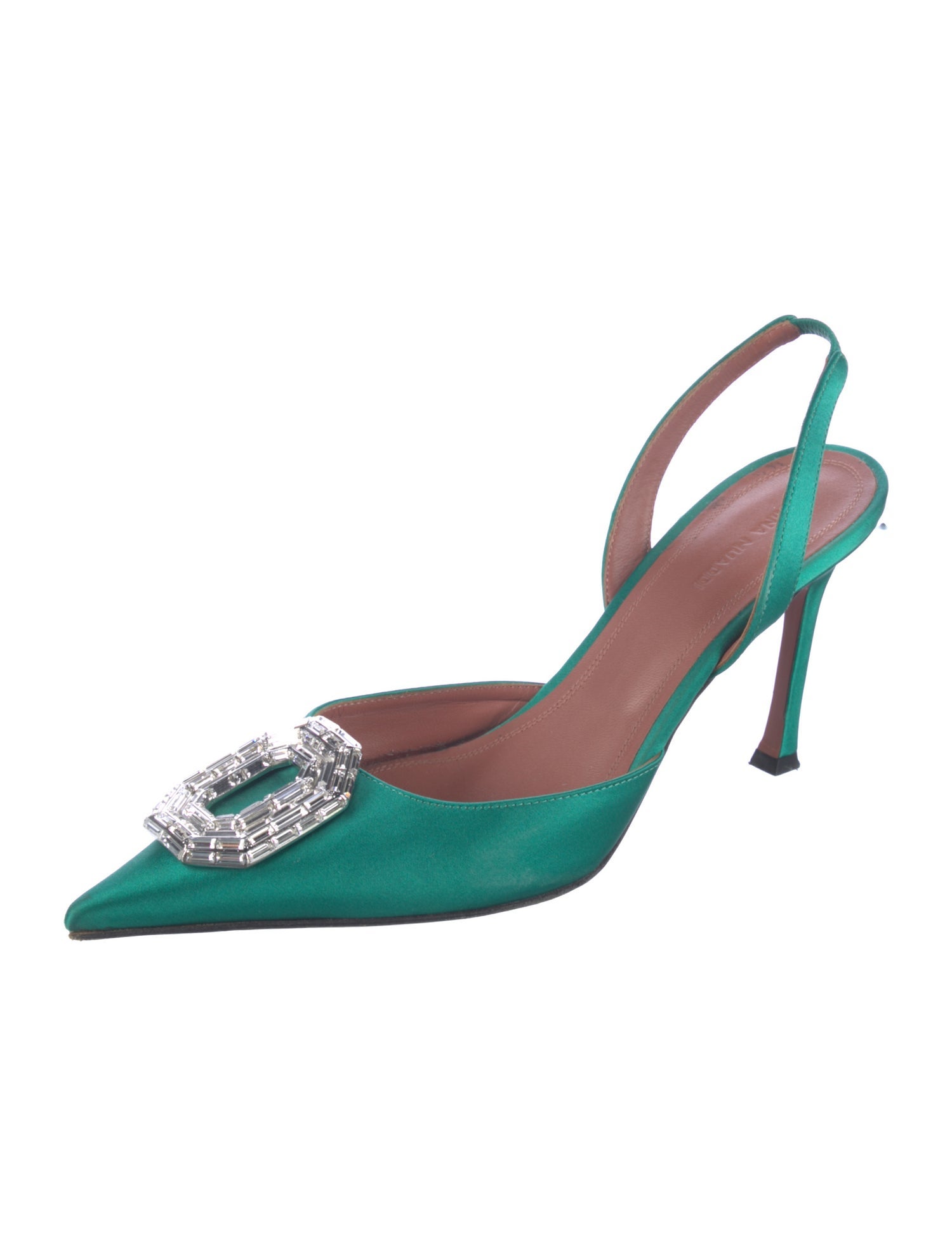Amina Muaddi Camelia Satin Slingback Pumps