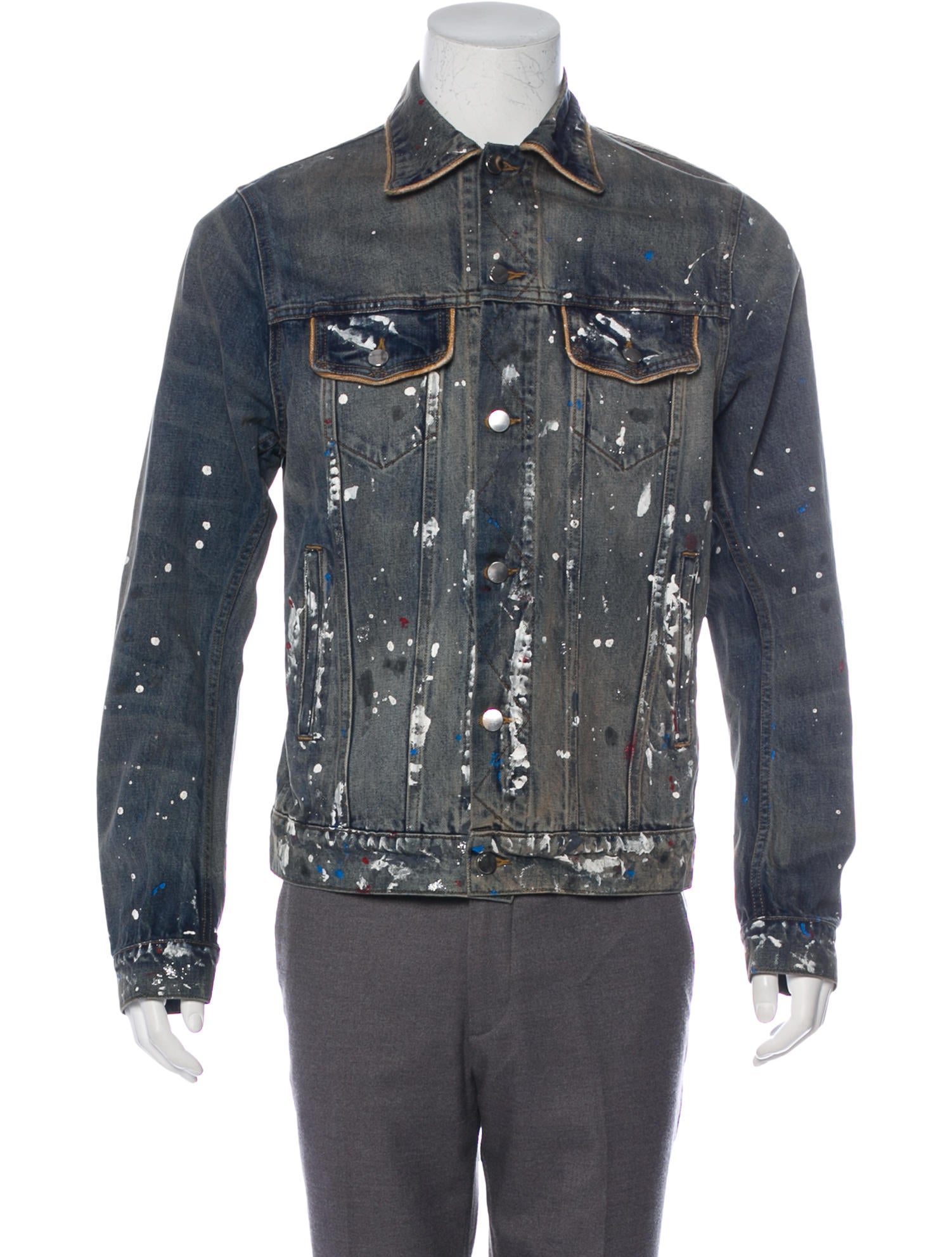 amiri paint splatter denim jacket