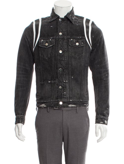 Amiri Varsity Denim Trucker Jacket w/ Tags black
