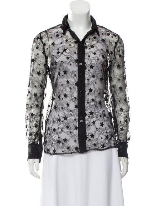 Amiri Semi-Sheer Lace Top Black