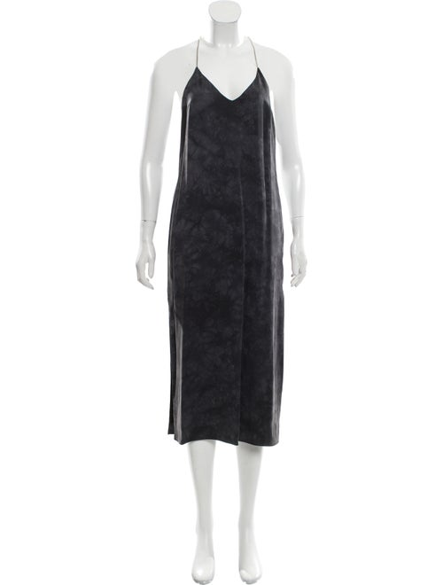 Amiri Silk Tie-Dye Print Dress Grey