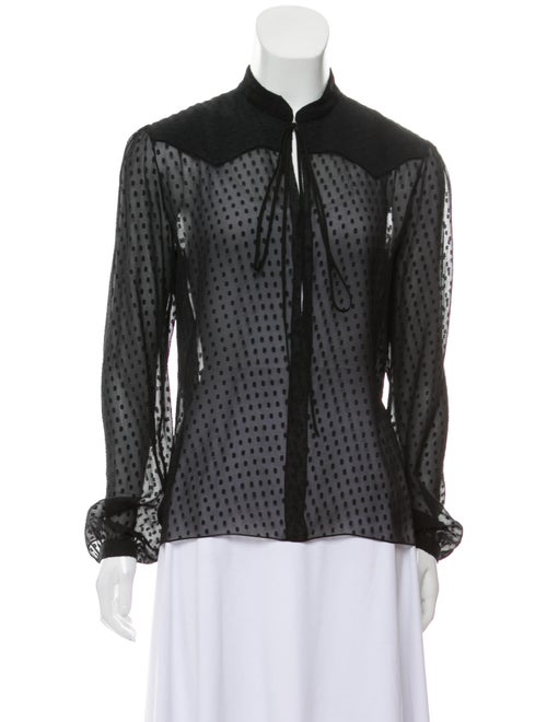 Amiri Silk Long Sleeve Blouse Black