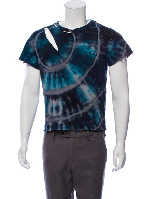 Amiri Distressed Tie-Dye T-Shirt navy