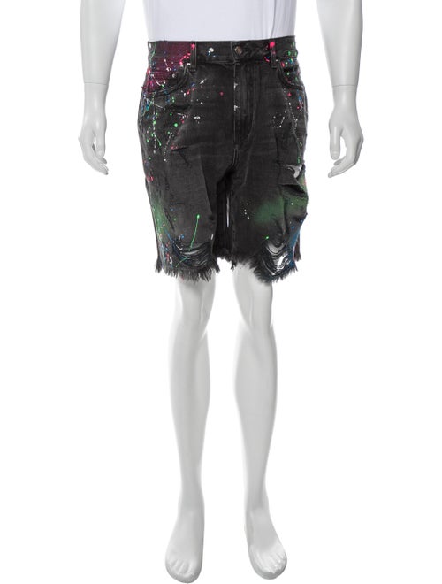 Amiri Printed Denim Shorts Denim