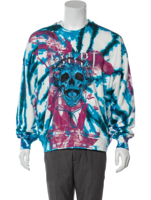 Amiri Tie Dye Skull Crewneck Sweater purple