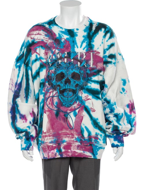 Amiri Tie Dye Skull Crewneck Sweater purple