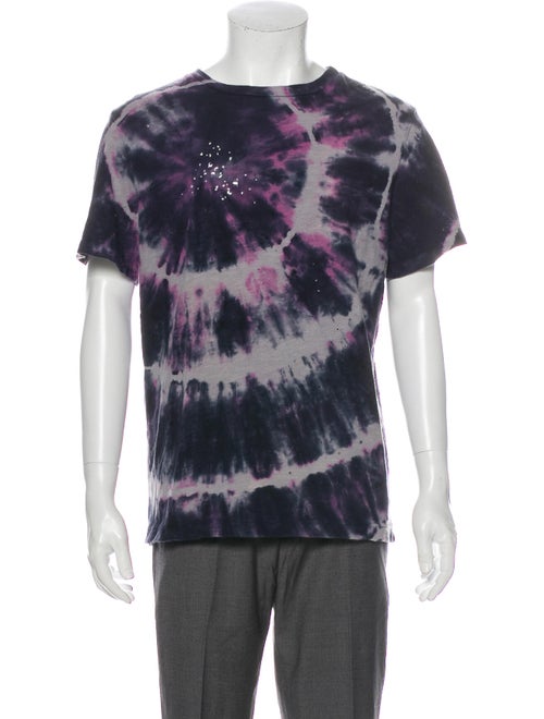 Amiri Tie-Dye Print Crew Neck T-Shirt Purple