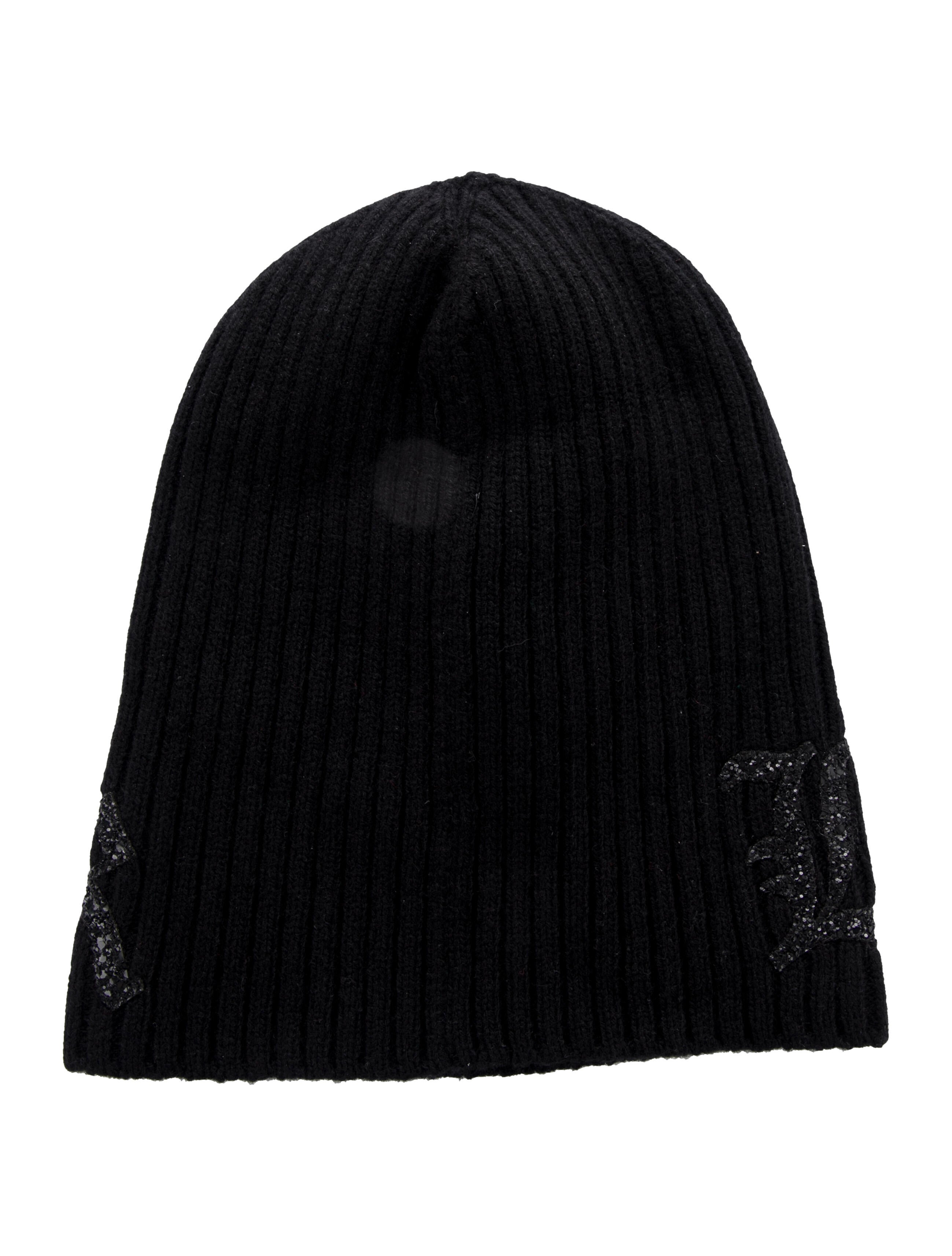 Amiri Glitter Cashmere Ribbed Beanie - Black Hats, Accessories