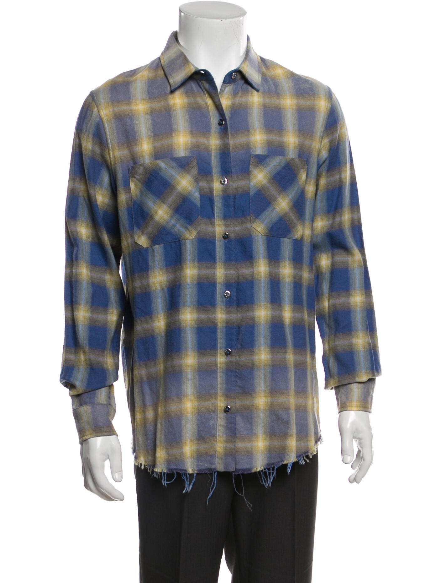Amiri Plaid Print Long Sleeve Button-Up Top