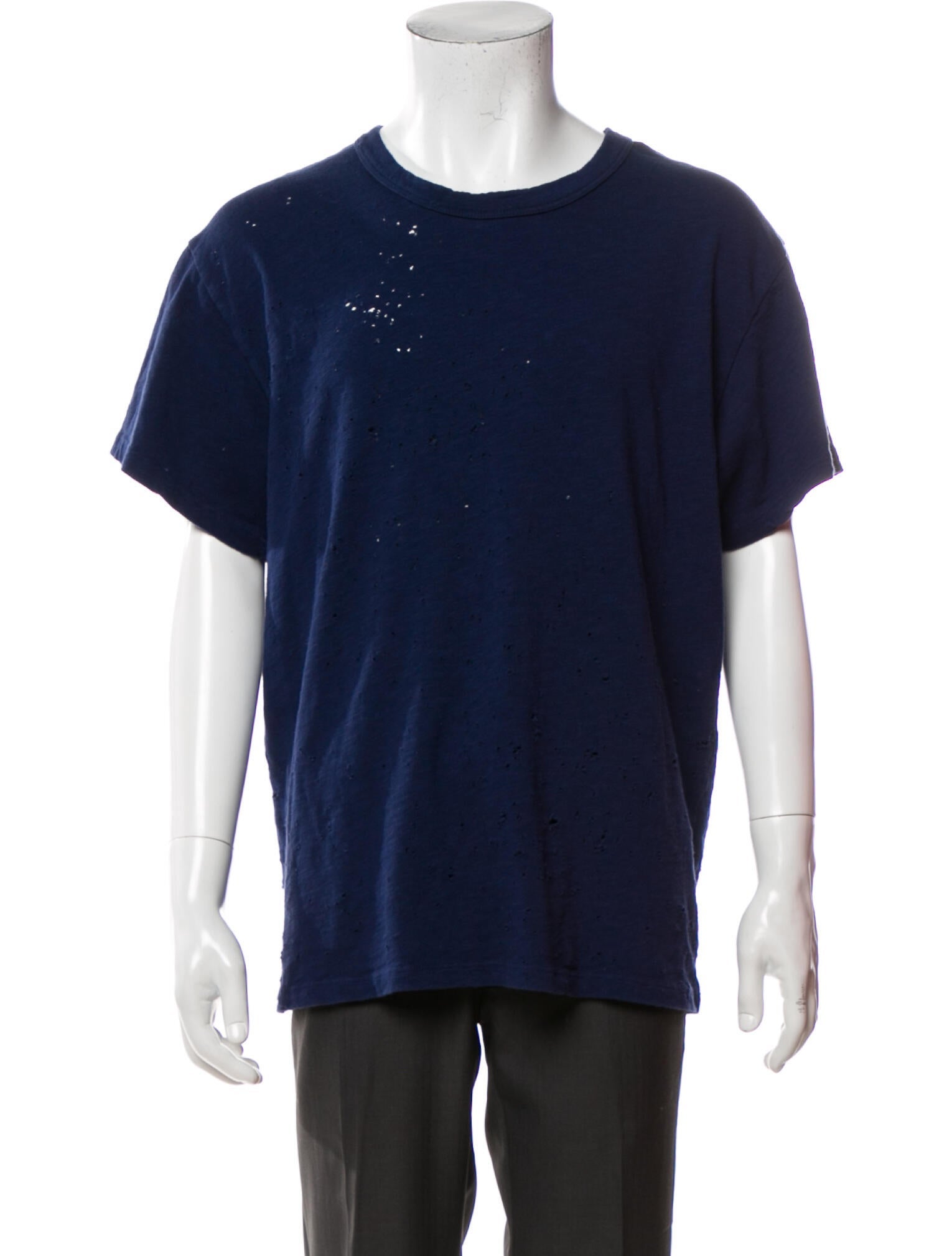 Amiri Scoop Neck Short Sleeve TShirt Blue TShirts, Clothing