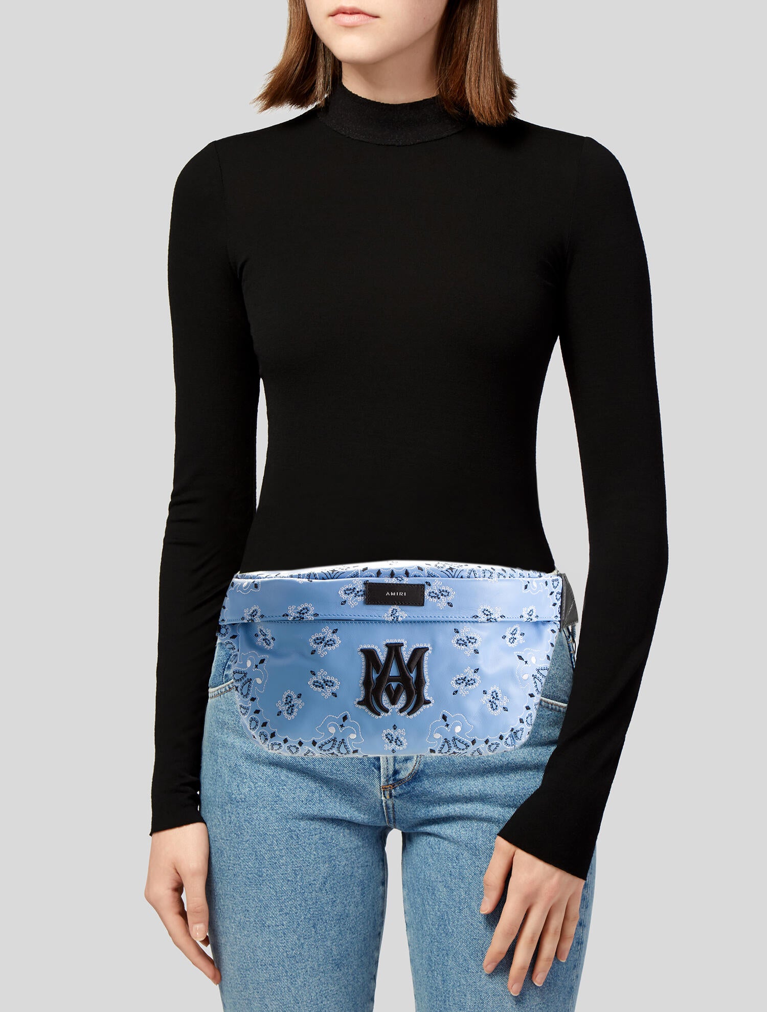 Amiri Leather Bandana Print Waist Belt - Blue Waist Bags, Handbags 