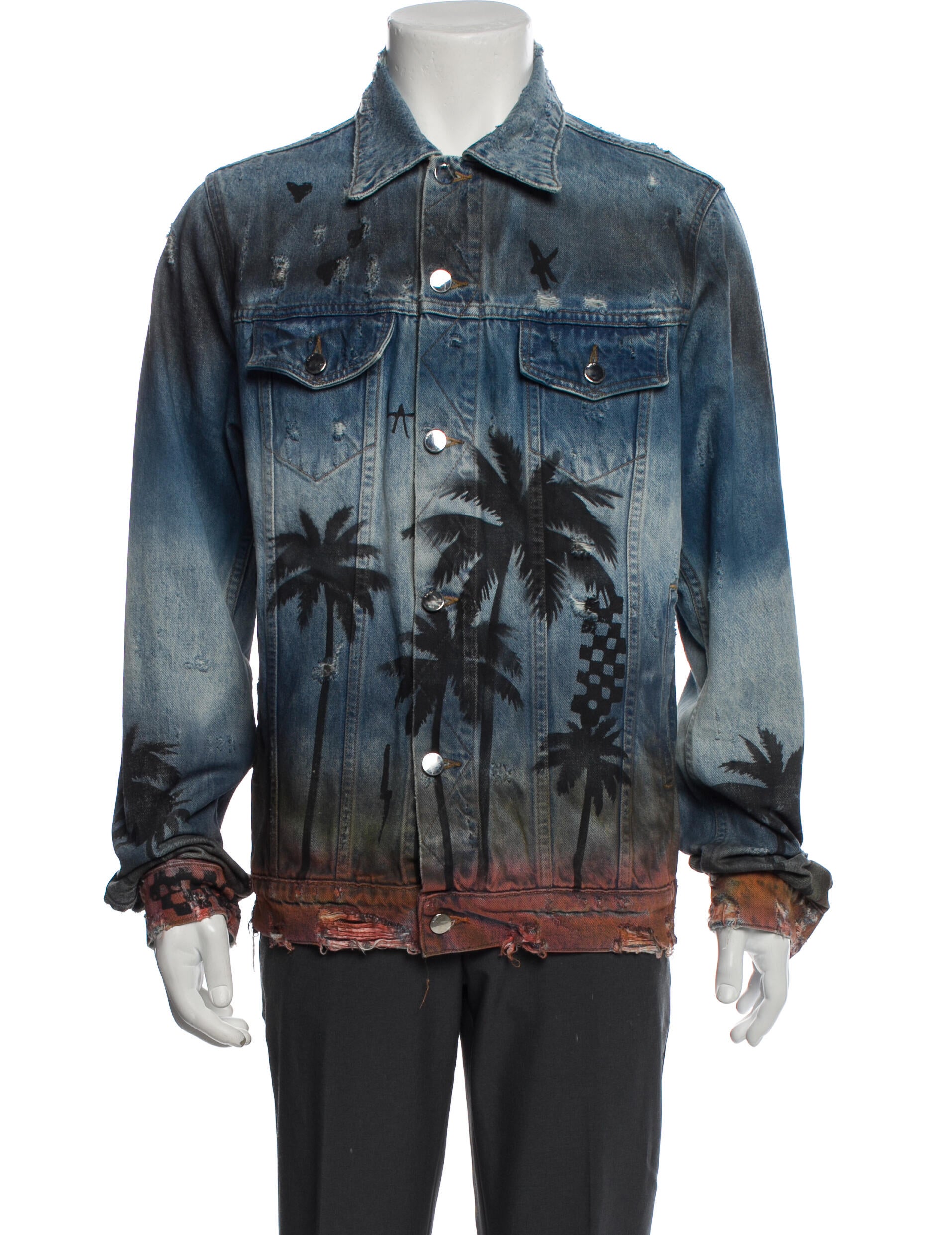 Amiri Graphic Print Denim Jacket Blue Outerwear, Clothing AMIRI42636 The RealReal