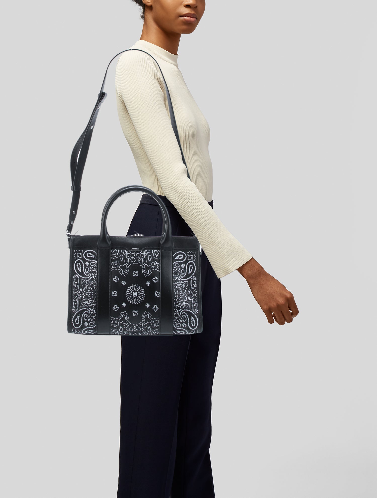 Amiri Leather Bandana Tote Bag - Black Totes, Handbags