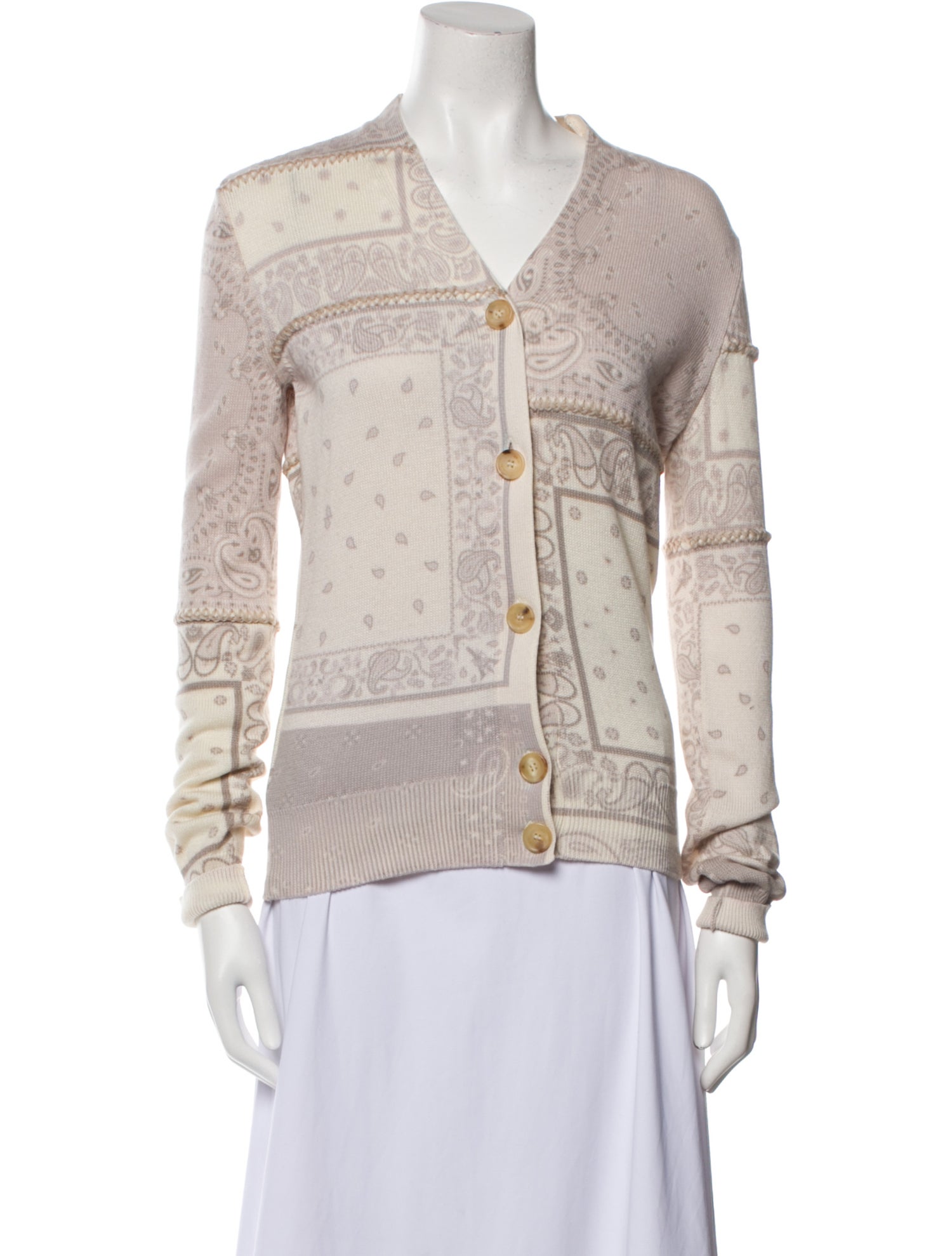 Amiri Paisley Print V-Neck Sweater