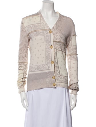 Amiri Paisley Print V-Neck Sweater