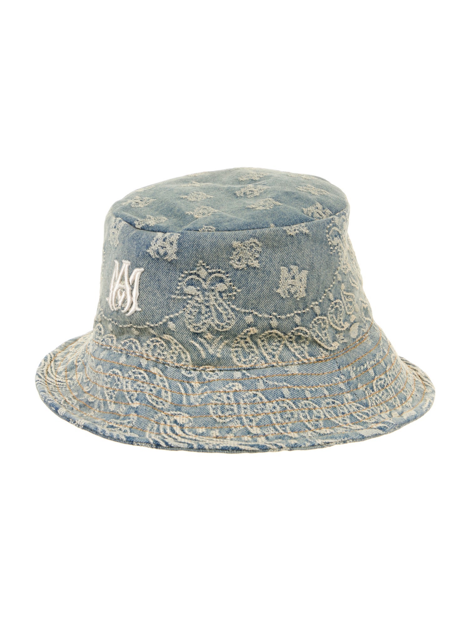 Amiri Denim Bandana Jacquard Bucket Hat - Blue Hats, Accessories