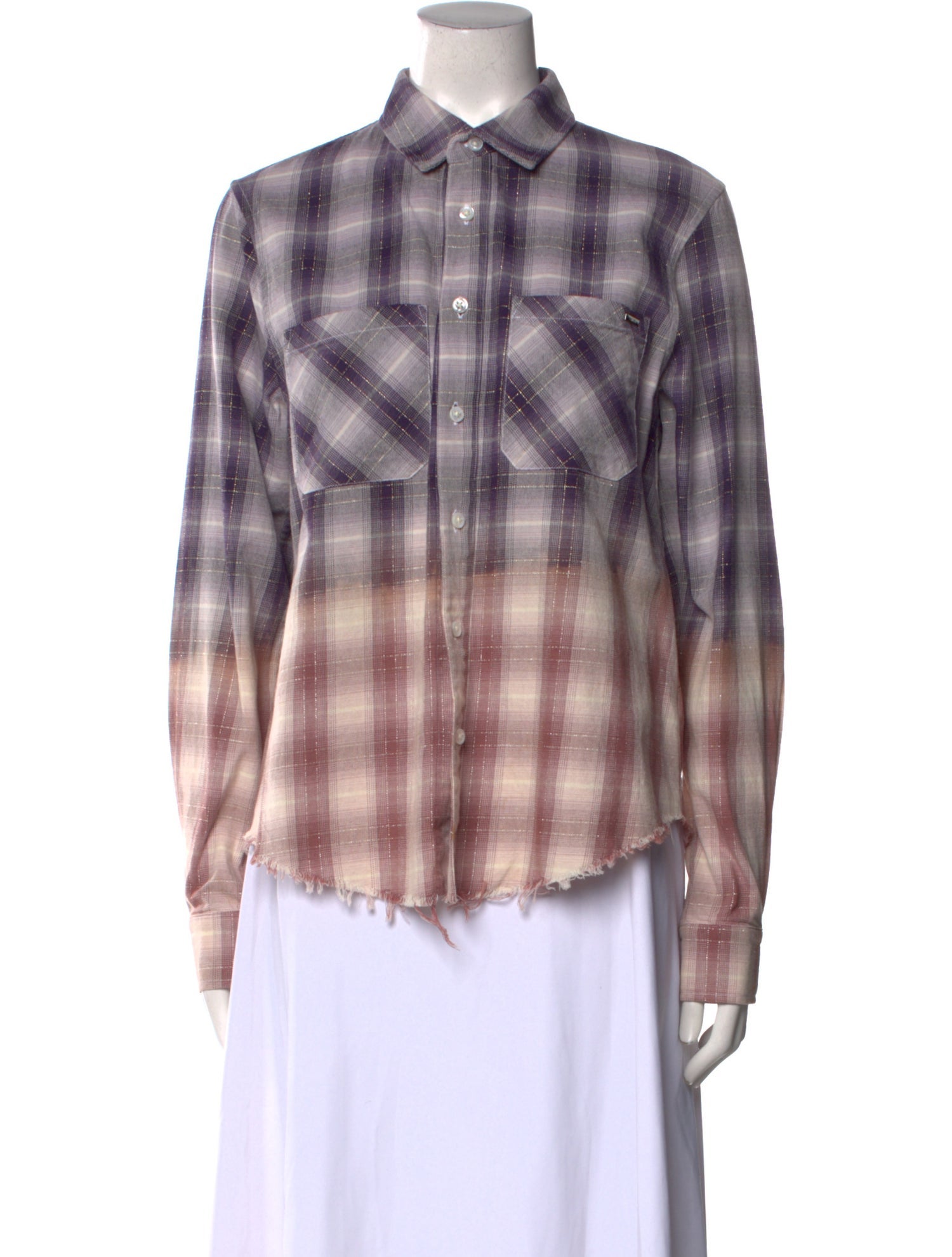 Amiri Plaid Print Long Sleeve Button-Up Top w/ Tags