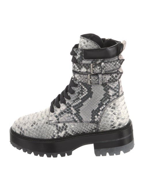 Amiri Embossed Leather Animal Print Combat Boots