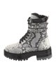 Amiri Embossed Leather Animal Print Combat Boots