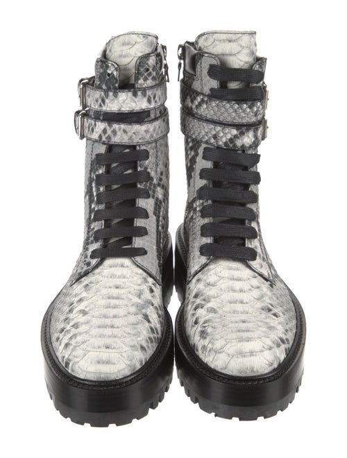 Amiri Embossed Leather Animal Print Combat Boots