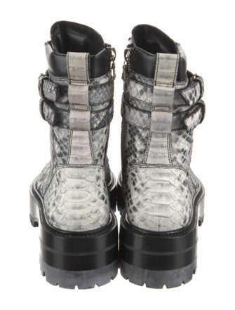 Amiri Embossed Leather Animal Print Combat Boots