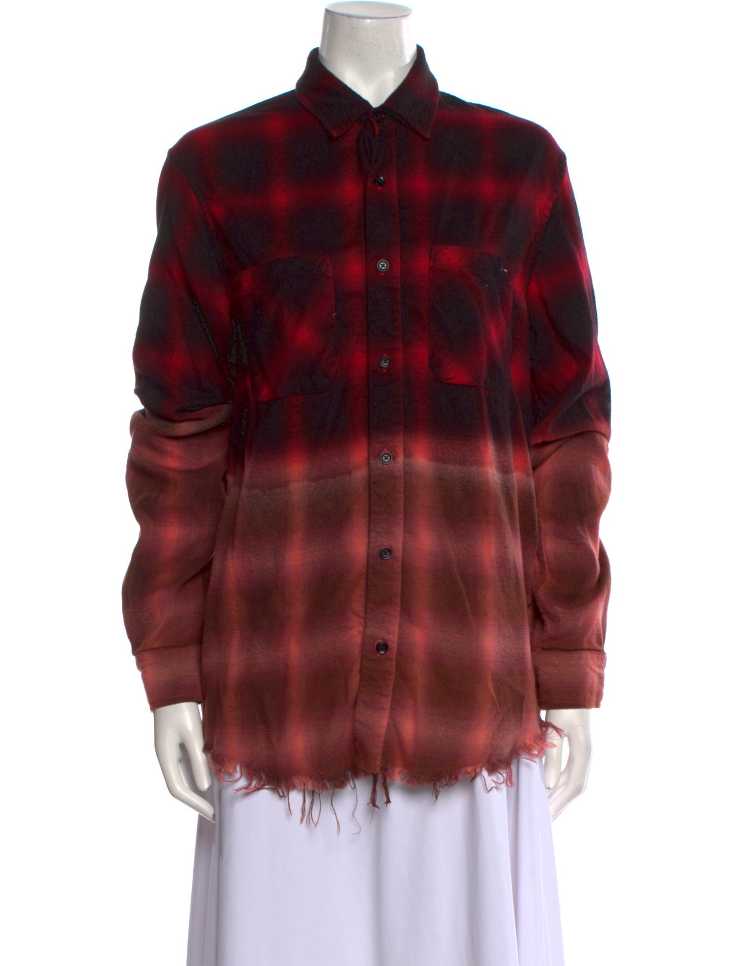 Amiri Plaid Print Long Sleeve Button-Up Top