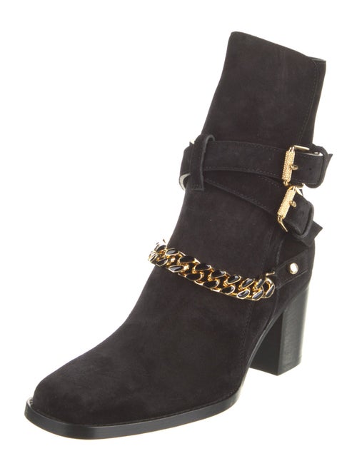 Amiri Suede Chain-Link Accents Moto Boots