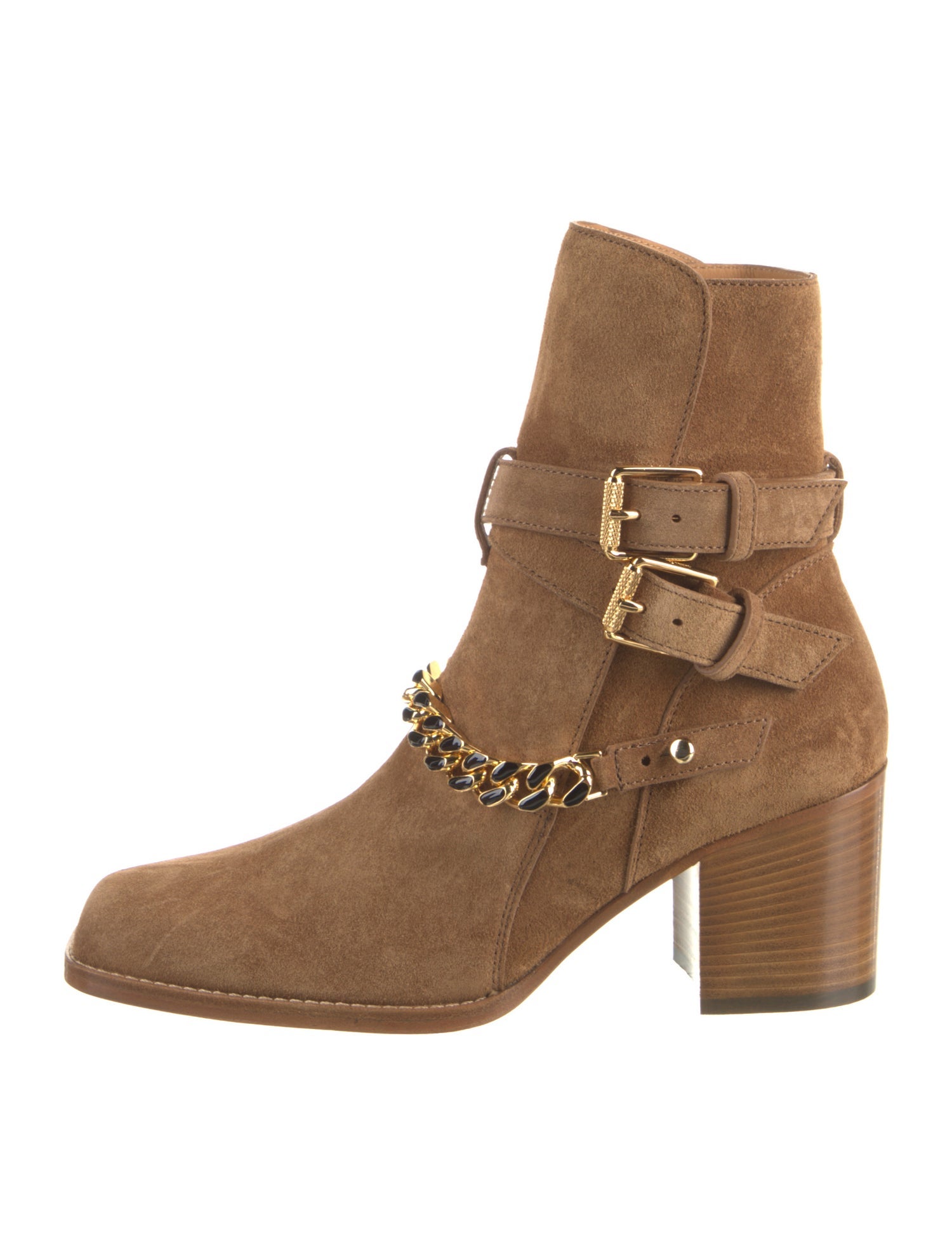 Amiri Suede Chain-Link Accents Moto Boots