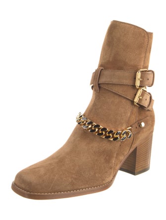 Amiri Suede Chain-Link Accents Moto Boots