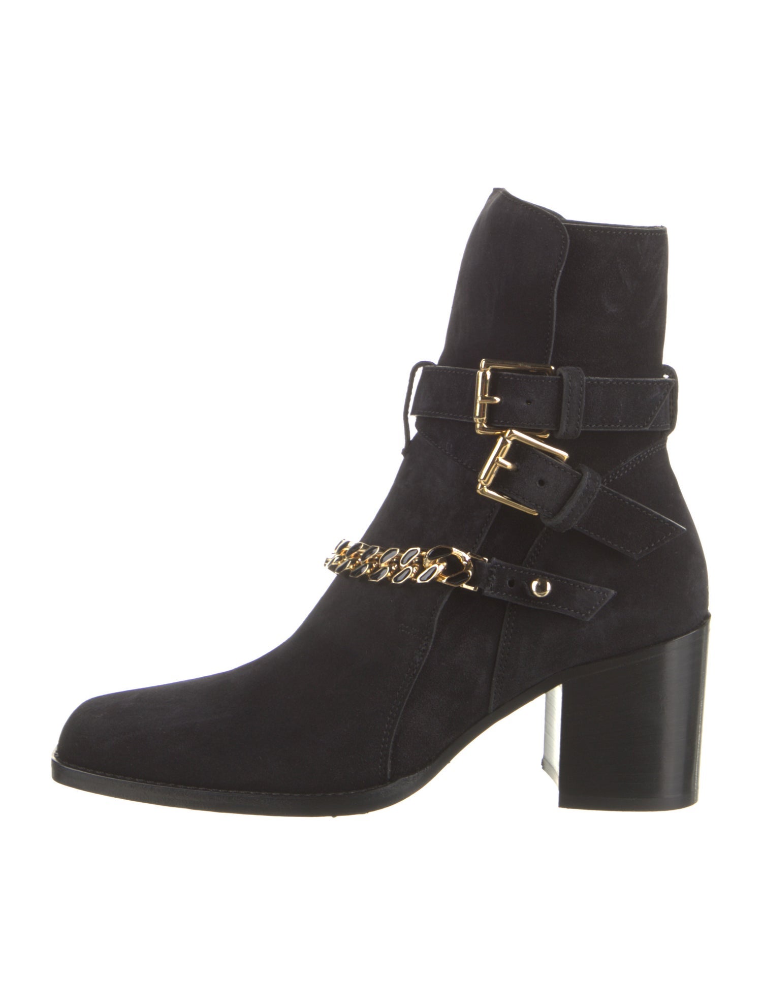 Amiri Suede Chain-Link Accents Moto Boots