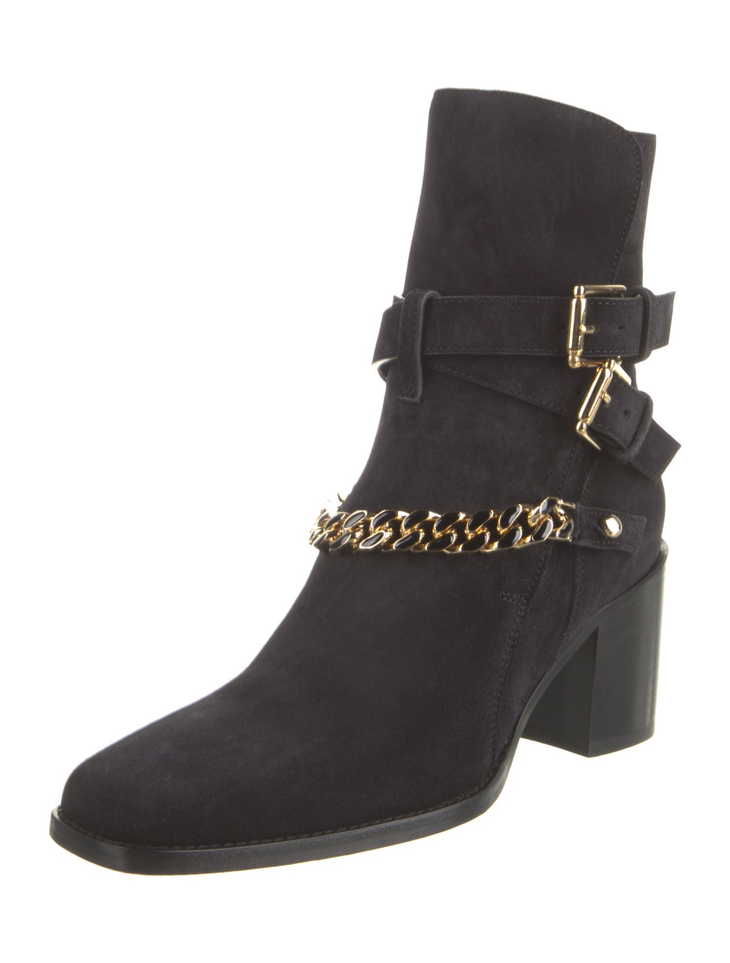 Amiri Suede Chain-Link Accents Moto Boots