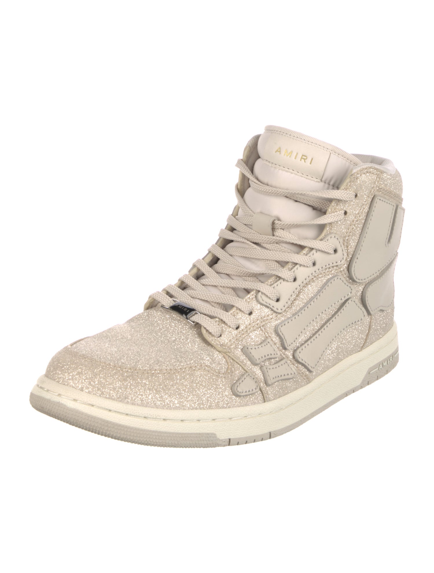 Amiri Leather Glitter Accents Sneakers