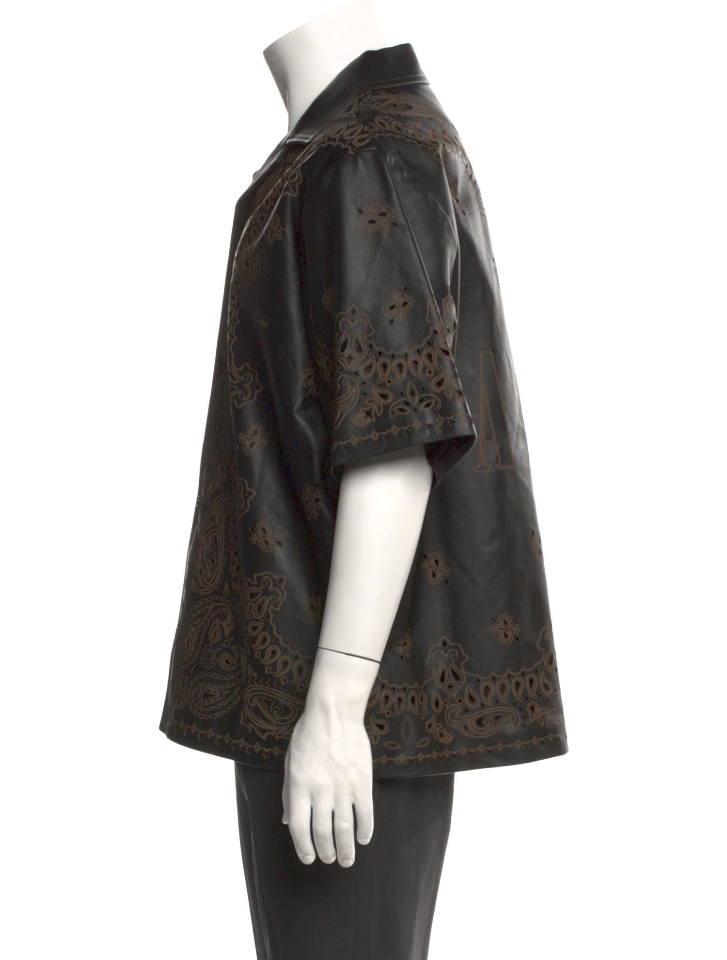 Amiri Leather Lasercut Button Up Shirt