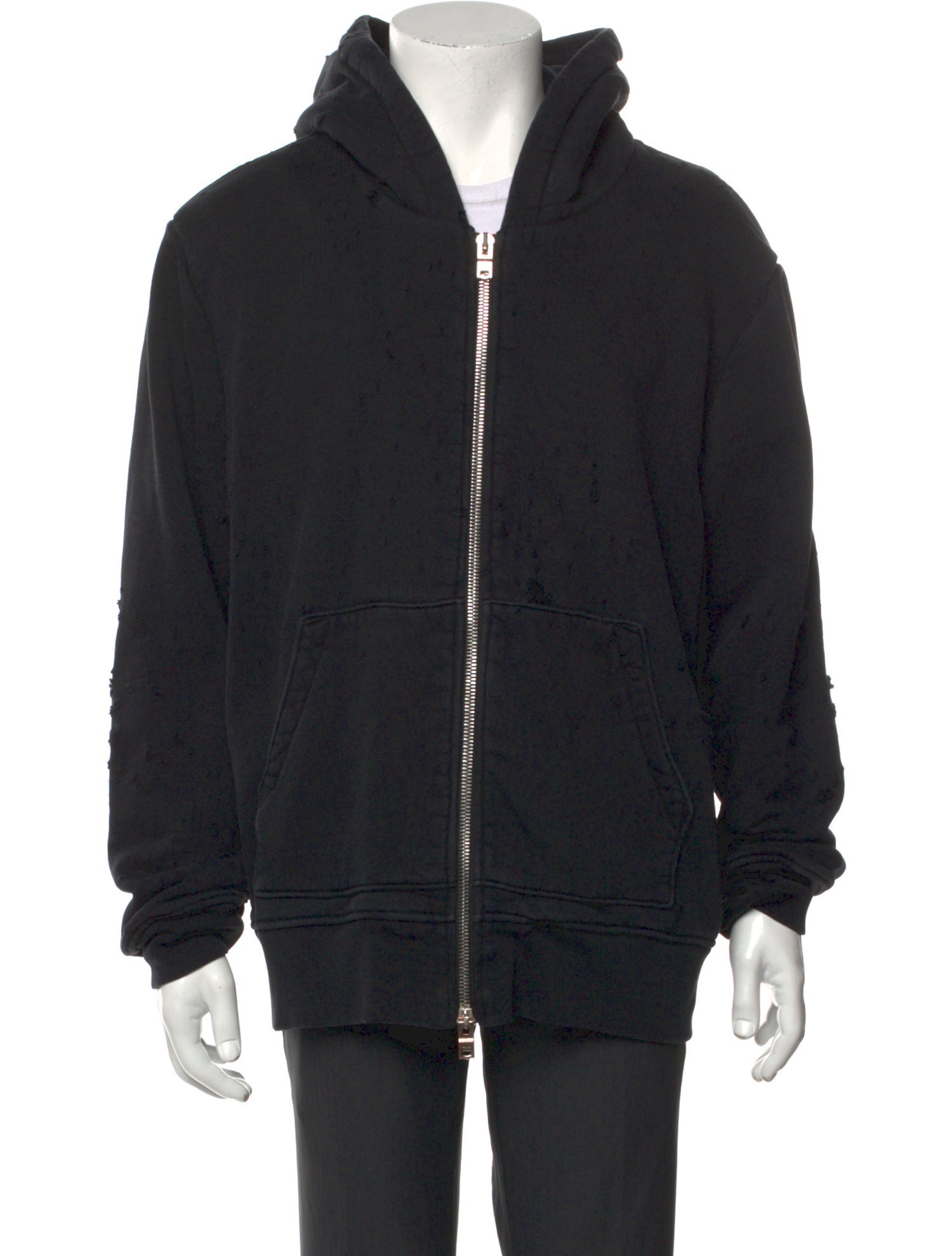 Maison Margiela V-Neck Long Sleeve Hoodie - Black