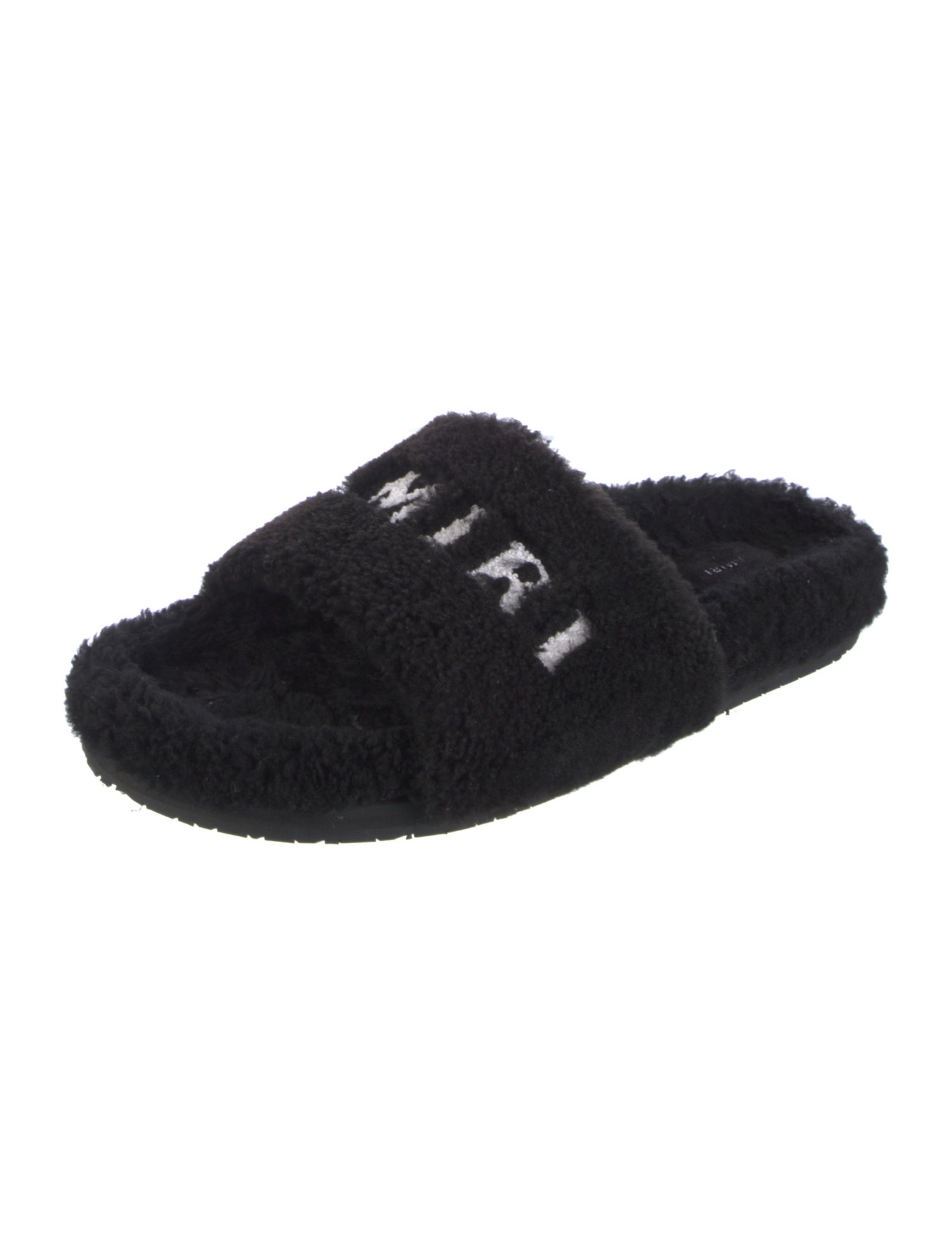 Amiri Shearling Embroidered Accent Slides