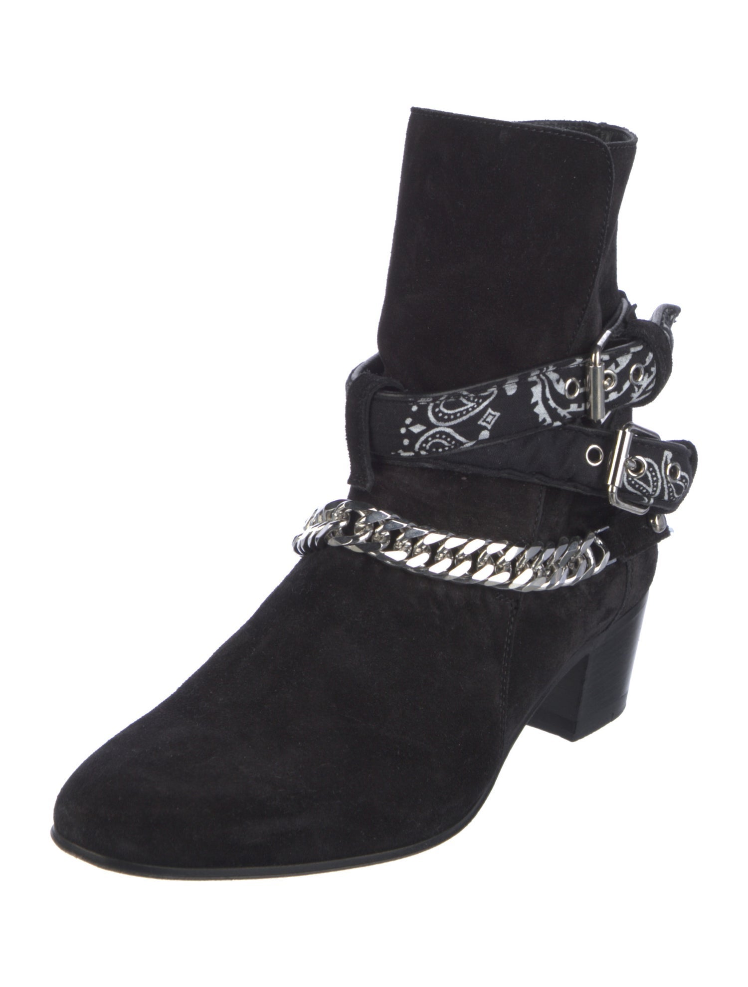 Amiri Chain-Link Accent Suede Moto Boots