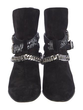 Amiri Chain-Link Accent Suede Moto Boots