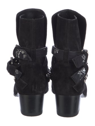 Amiri Chain-Link Accent Suede Moto Boots