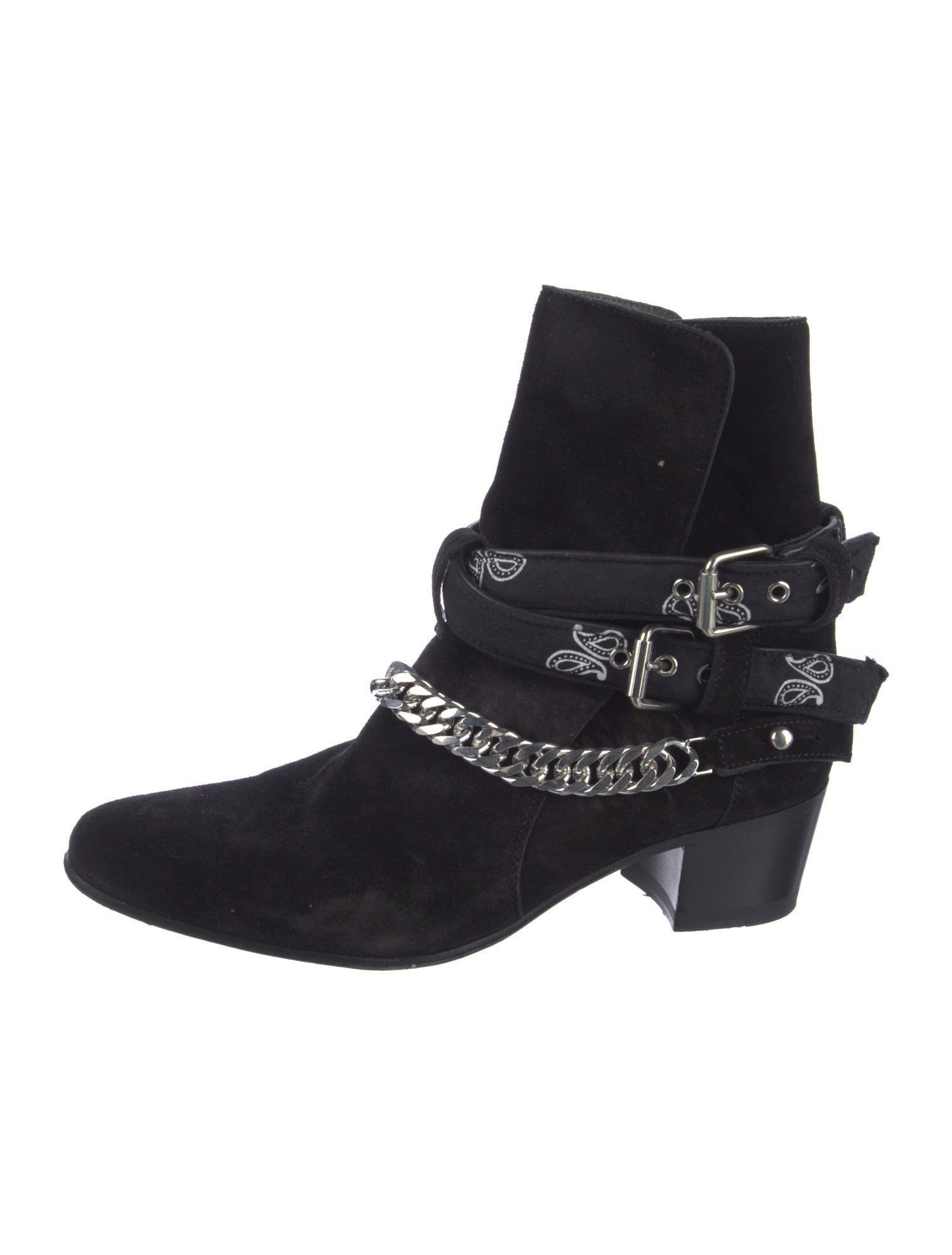 Amiri Chain-Link Accent Suede Moto Boots