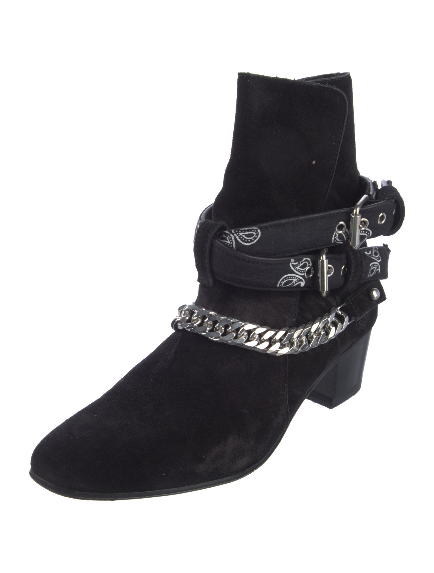 Amiri Chain-Link Accent Suede Moto Boots